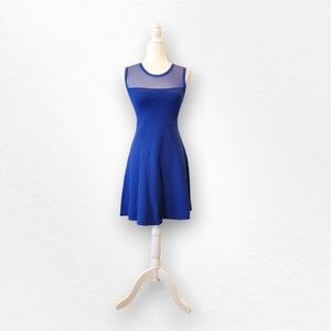 John & Jenn Blue Fit And Flare Stretch Sleeveless Knit Dress Women's Size Small